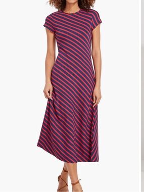 vineyard vines Stripe Knit midi Dress Red and blue medium w/stretch